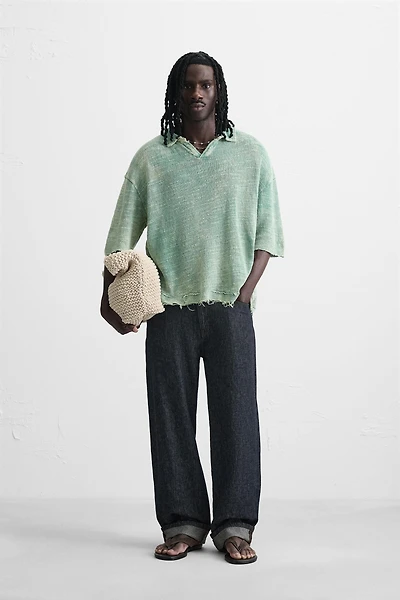 POLO EN MAILLE DÉLAVÉ
