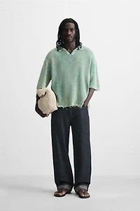 WASHED KNIT POLO SHIRT