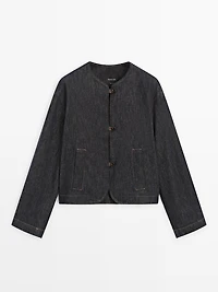 Short cotton blend denim jacket