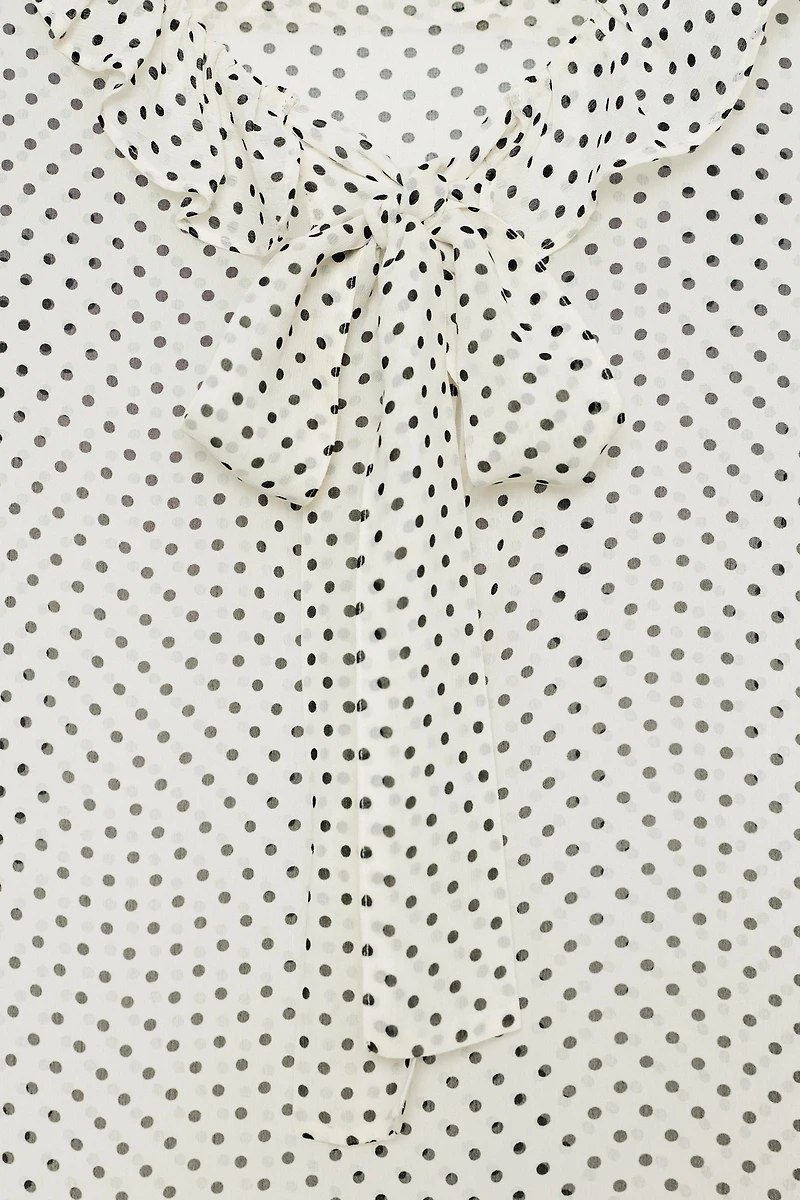 TIED POLKA DOT BLOUSE ZW COLLECTION