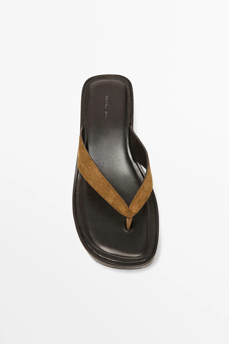 Leather wedge heel sandals