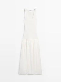 Long matching linen blend dress