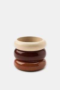 LOT DE 3 BRACELETS BOIS ET RÉSINE