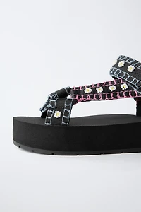 EMBROIDERED FLORAL SANDALS