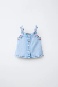 EMBROIDERED DENIM TOP