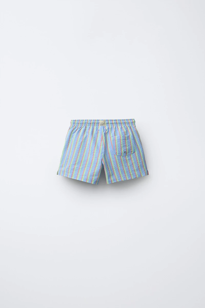 2-6 YEARS/ STRIPED SEERSUCKER SWIM SHORTS
