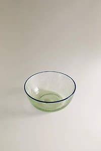 BUBBLE GLASS BOWL WITH RIM