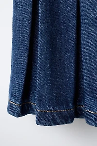 PLEATED DENIM SKIRT
