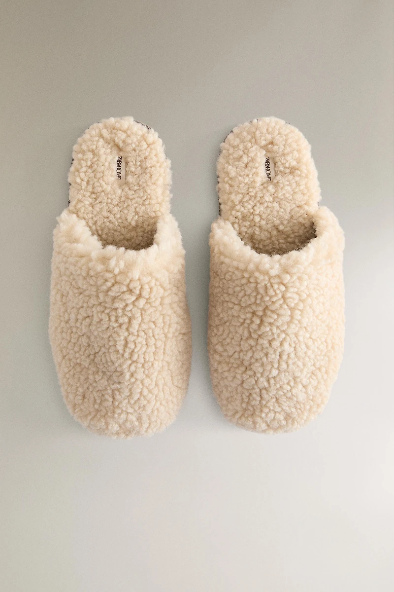 FAUX SHEARLING MULE SLIPPERS