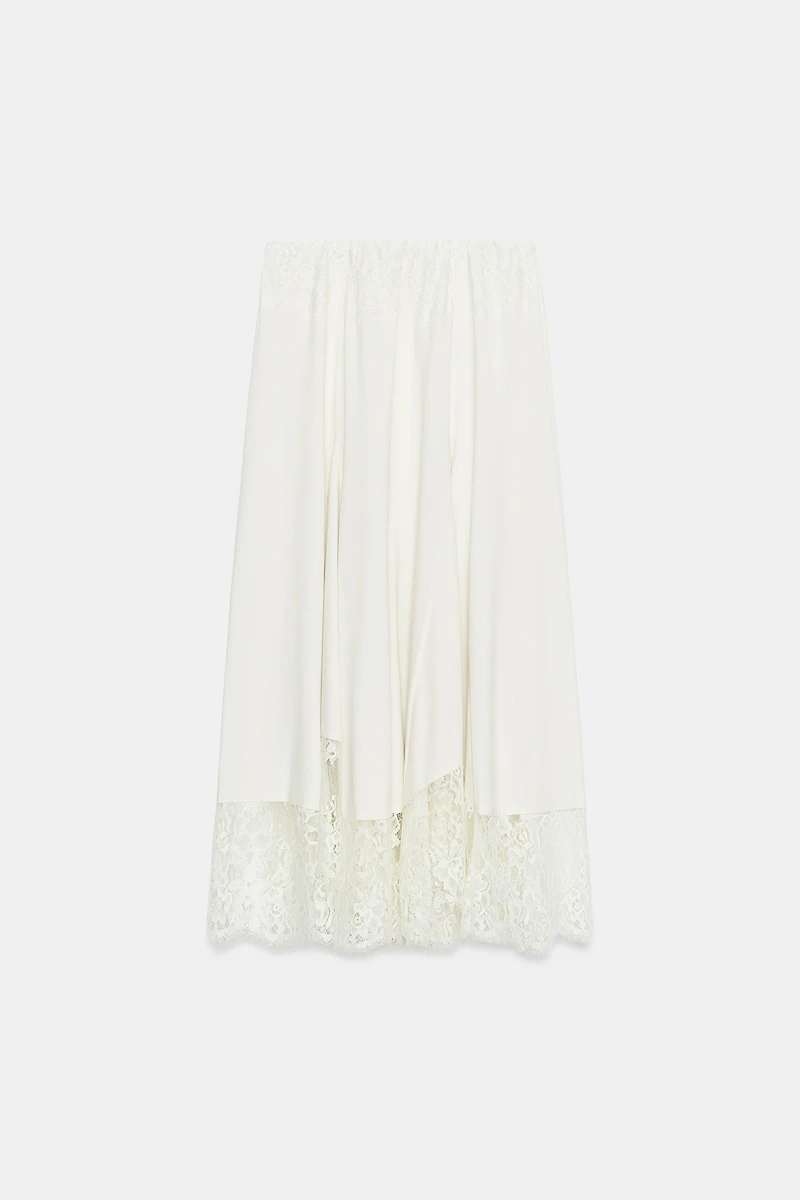 VOLUMINOUS LACE MIDI SKIRT
