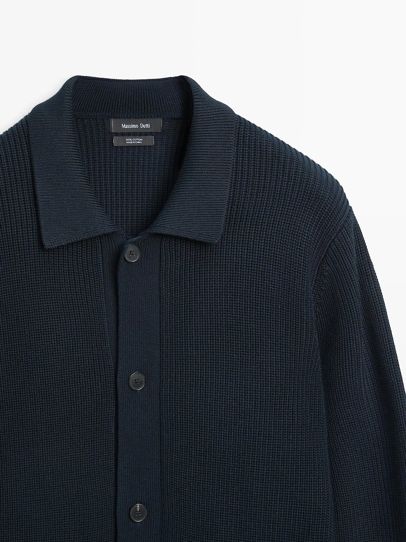 Cotton knit cardigan with pockets