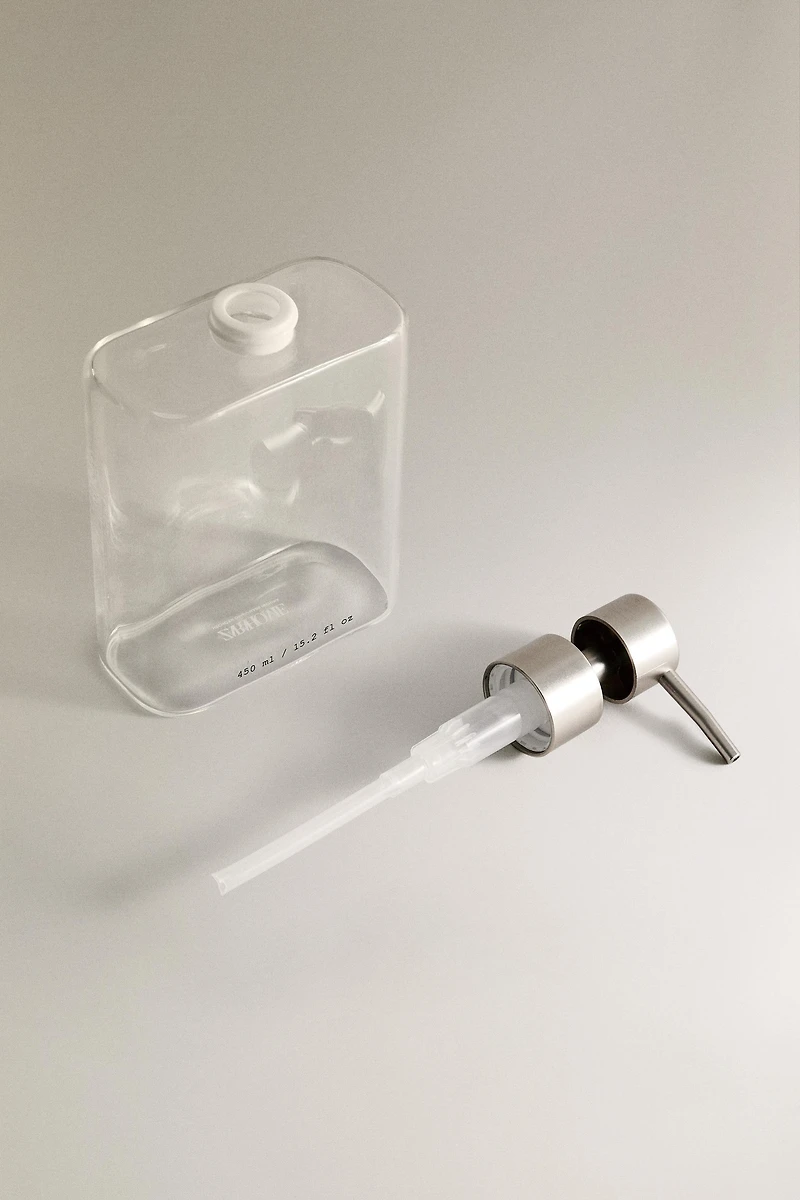 BOROSILICATE GLASS SOAP DISPENSER WITH LETTERS