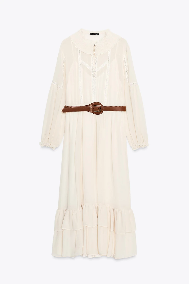 BELTED COTTON GAUZE DRESS