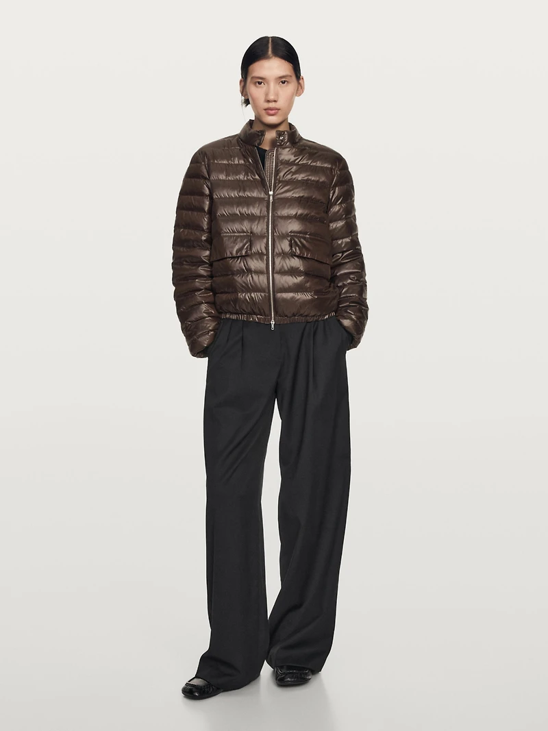 Water-repellent down bomber jacket