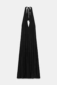 SATIN EFFECT MIDI HALTER DRESS