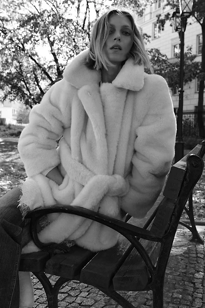 ZW COLLECTION FAUX FUR BELTED COAT