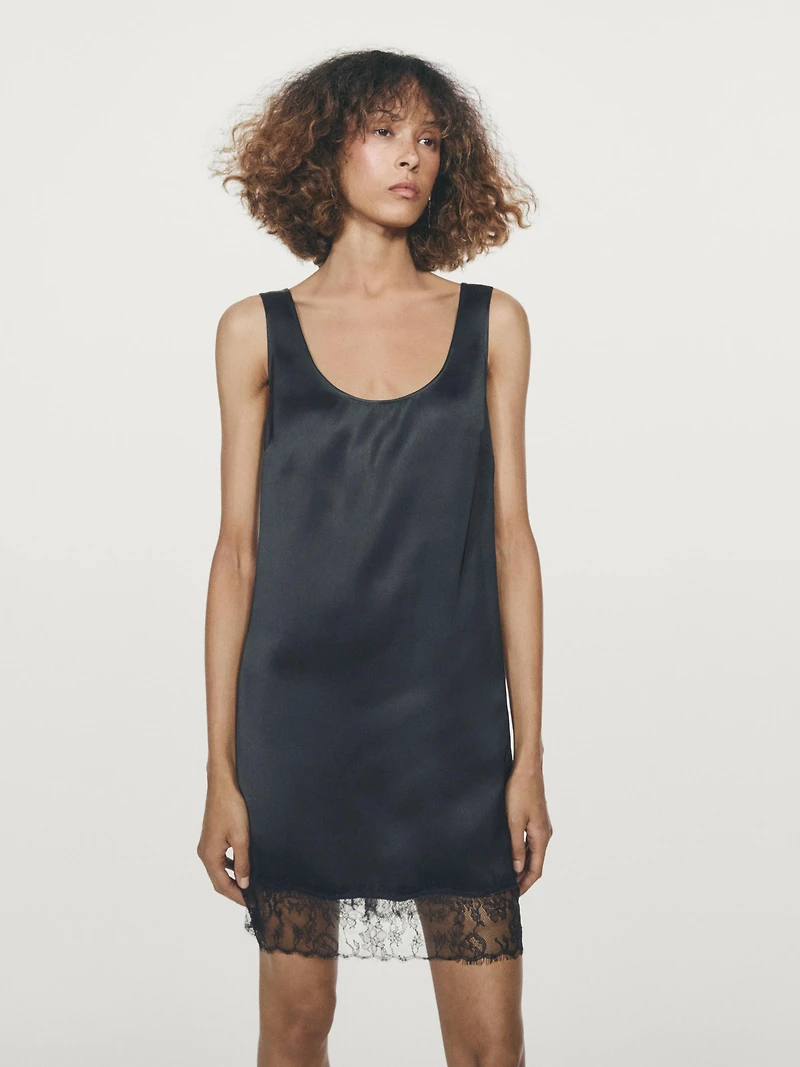 Short flowing satin dress