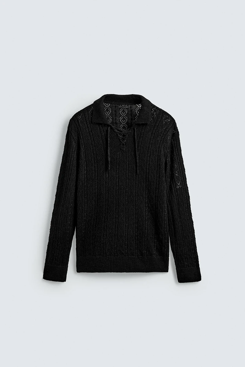 TEXTURED CORD KNIT POLO SHIRT