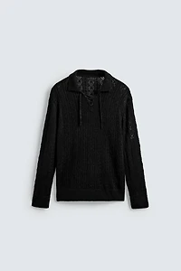 TEXTURED CORD KNIT POLO SHIRT