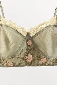 RAISED FLORAL EMBROIDERED BRA