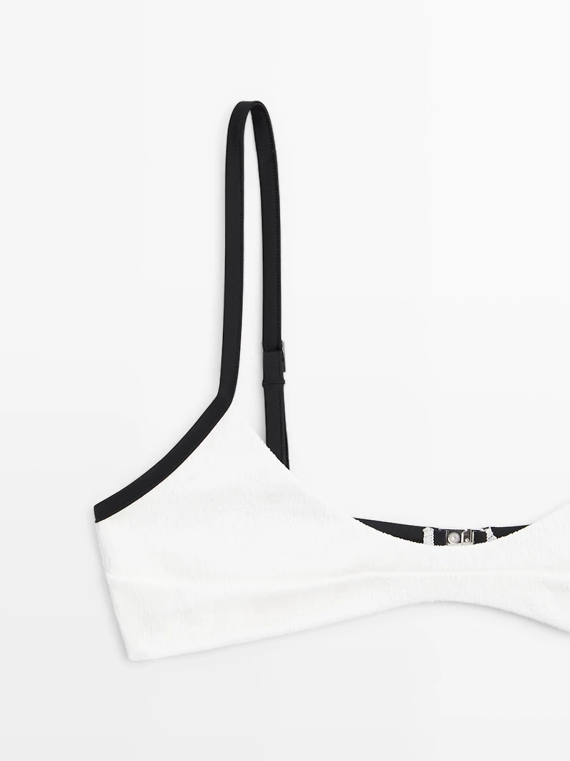 Contrast textured bikini top