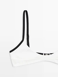 Contrast textured bikini top