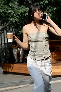 STRIPED LACE-UP CORSET