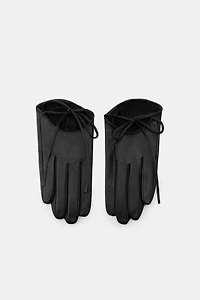 LEATHER GLOVES WITH TIE