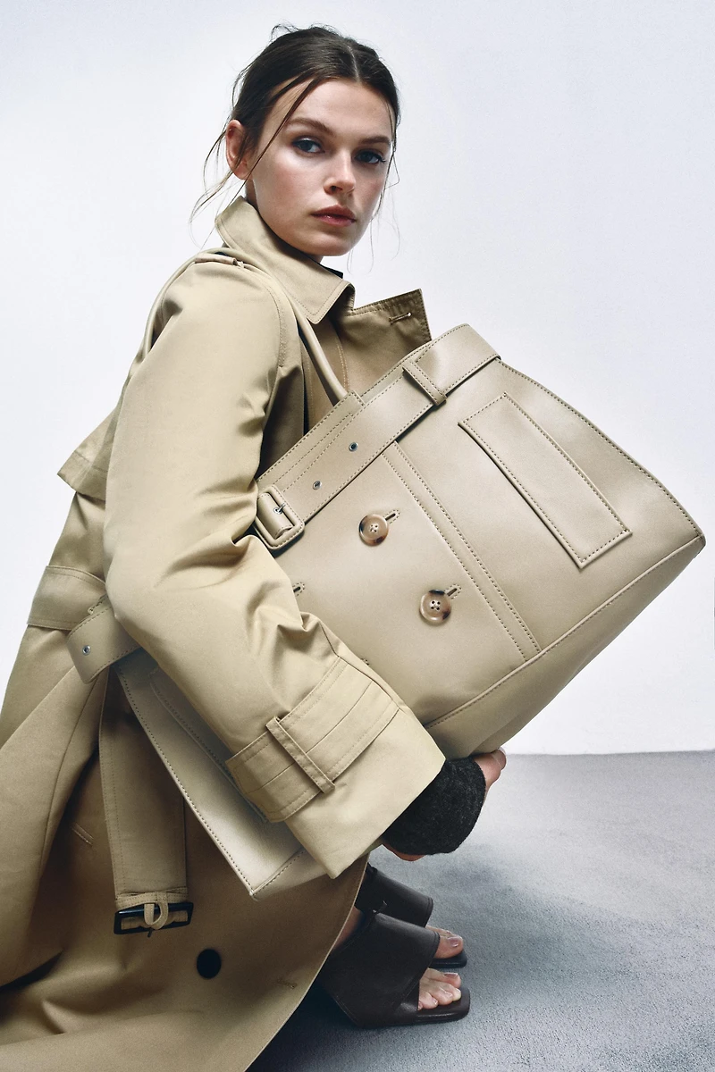 LEATHER CITY BAG WITH BELT DETAIL