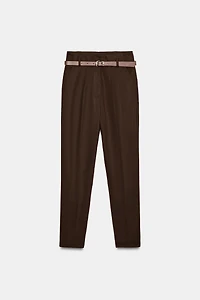 HIGH-WAISTED BELTED PANTS