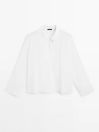 Flowing shirt with polo collar
