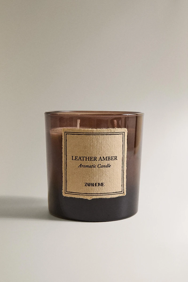 GR) LEATHER AMBER SCENTED CANDLE