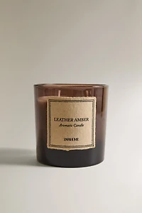 GR) LEATHER AMBER SCENTED CANDLE