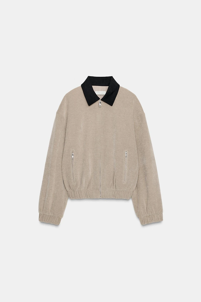 CONTRAST COLLAR CORDUROY JACKET
