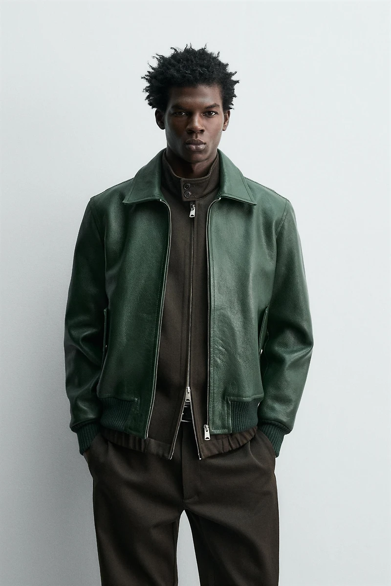 LEATHER BOMBER JACKET