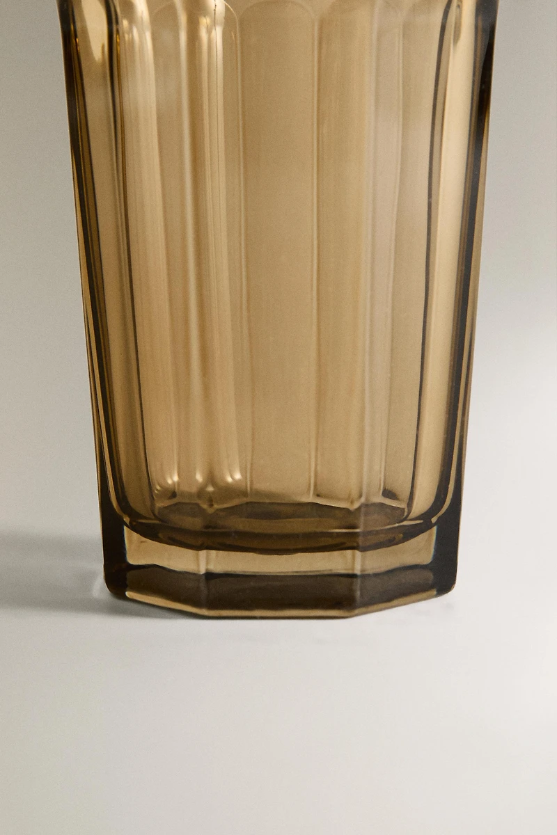 FACETED RAISED DESIGN GLASS SOFT DRINK TUMBLER