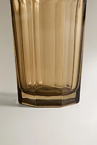 FACETED RAISED DESIGN GLASS SOFT DRINK TUMBLER