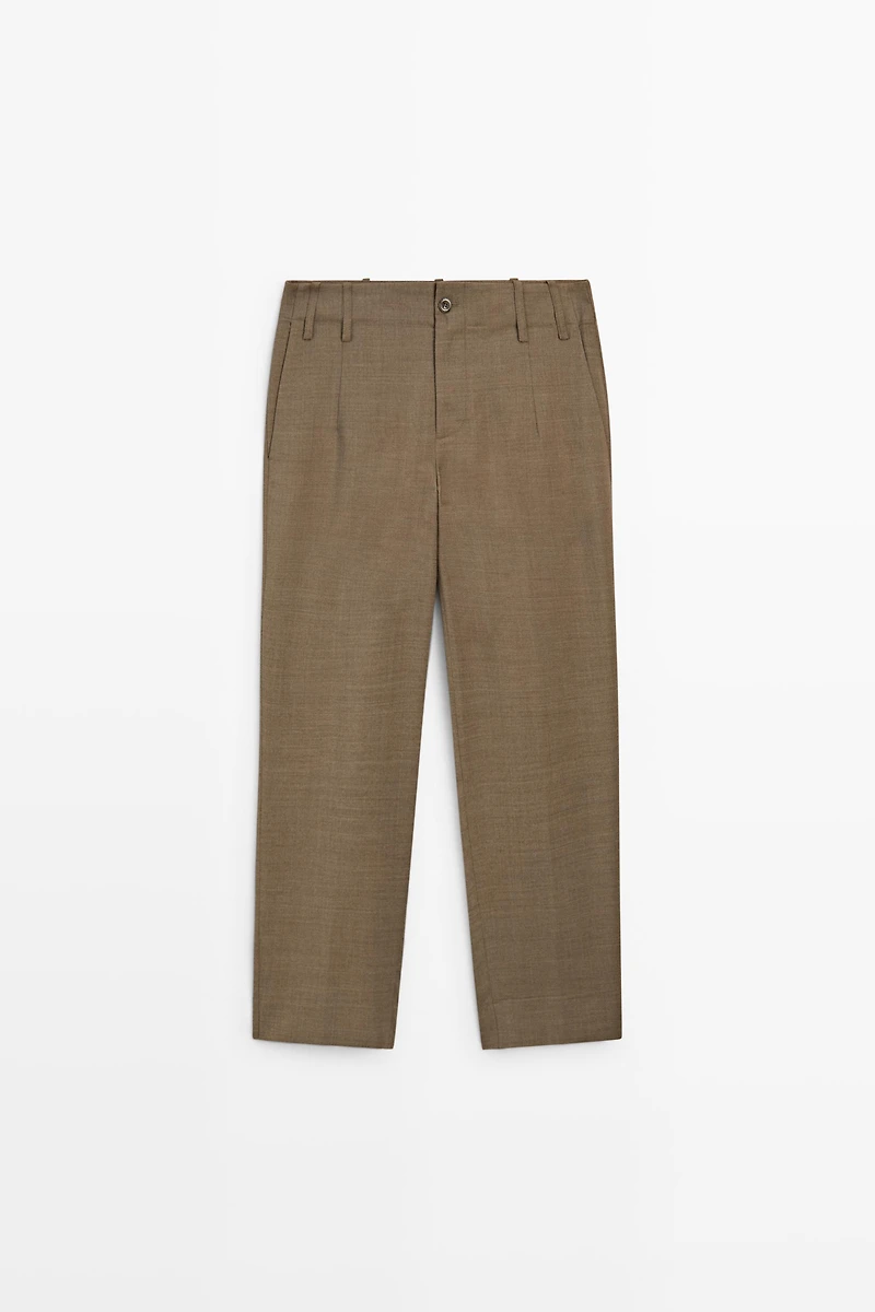 100% Wool Melange Suit Pants