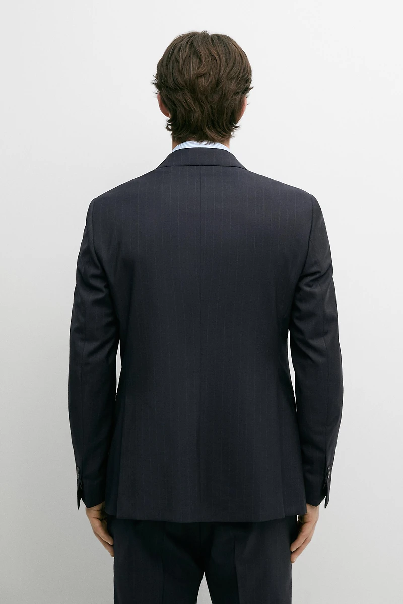 Striped 100% cool wool suit blazer