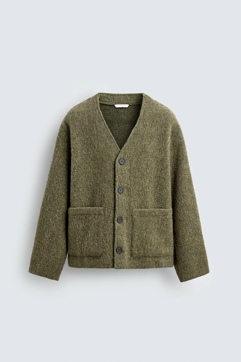 RELAXED FIT TEXTURED CARDIGAN