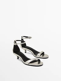 High-heel sandals with metallic strap