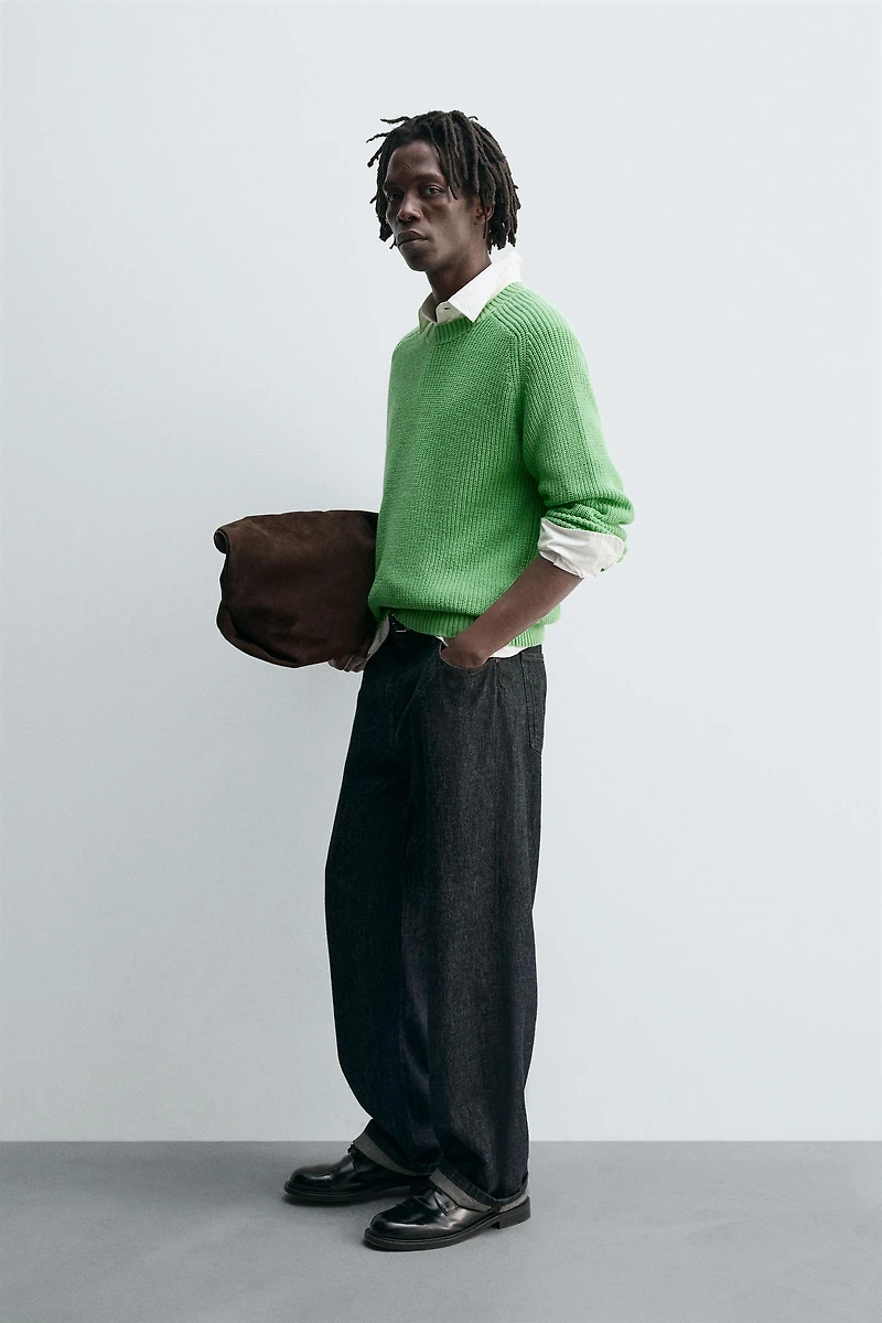 TEXTURED COTTON-CASHMERE SWEATER