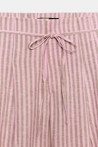 STRIPED DRAWSTRING LINEN PANTS