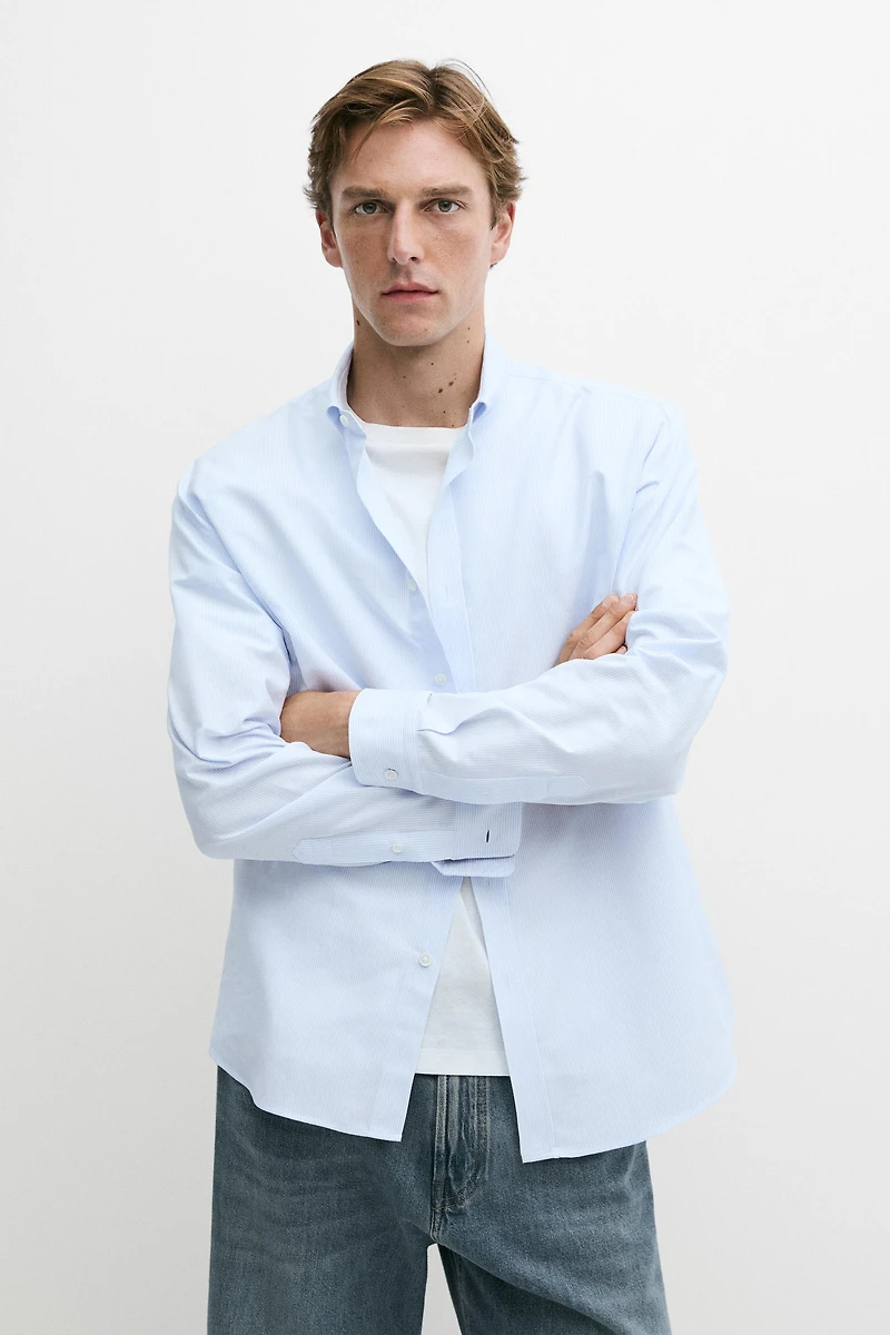 100% cotton regular fit striped shirt