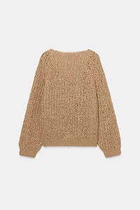 PULL EN MAILLE AVEC BANDE ENTRELACÉE