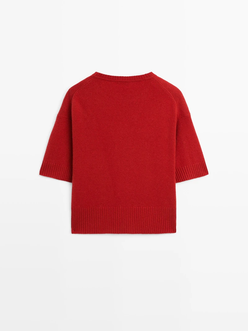 Wool blend crew neck sweater