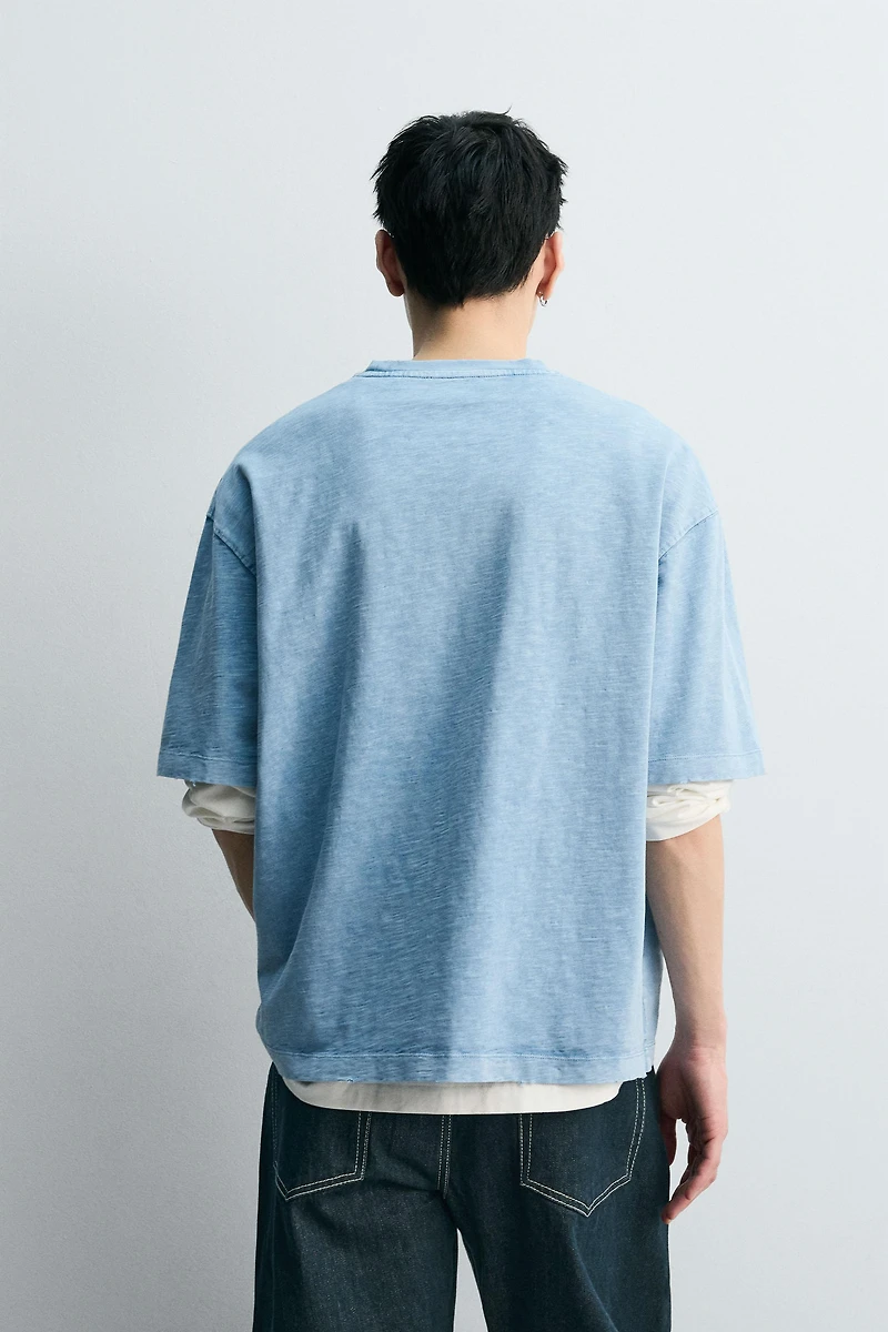 WASHED SLUB TEXTURED T-SHIRT