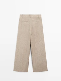 Linen melange trousers with pleated details