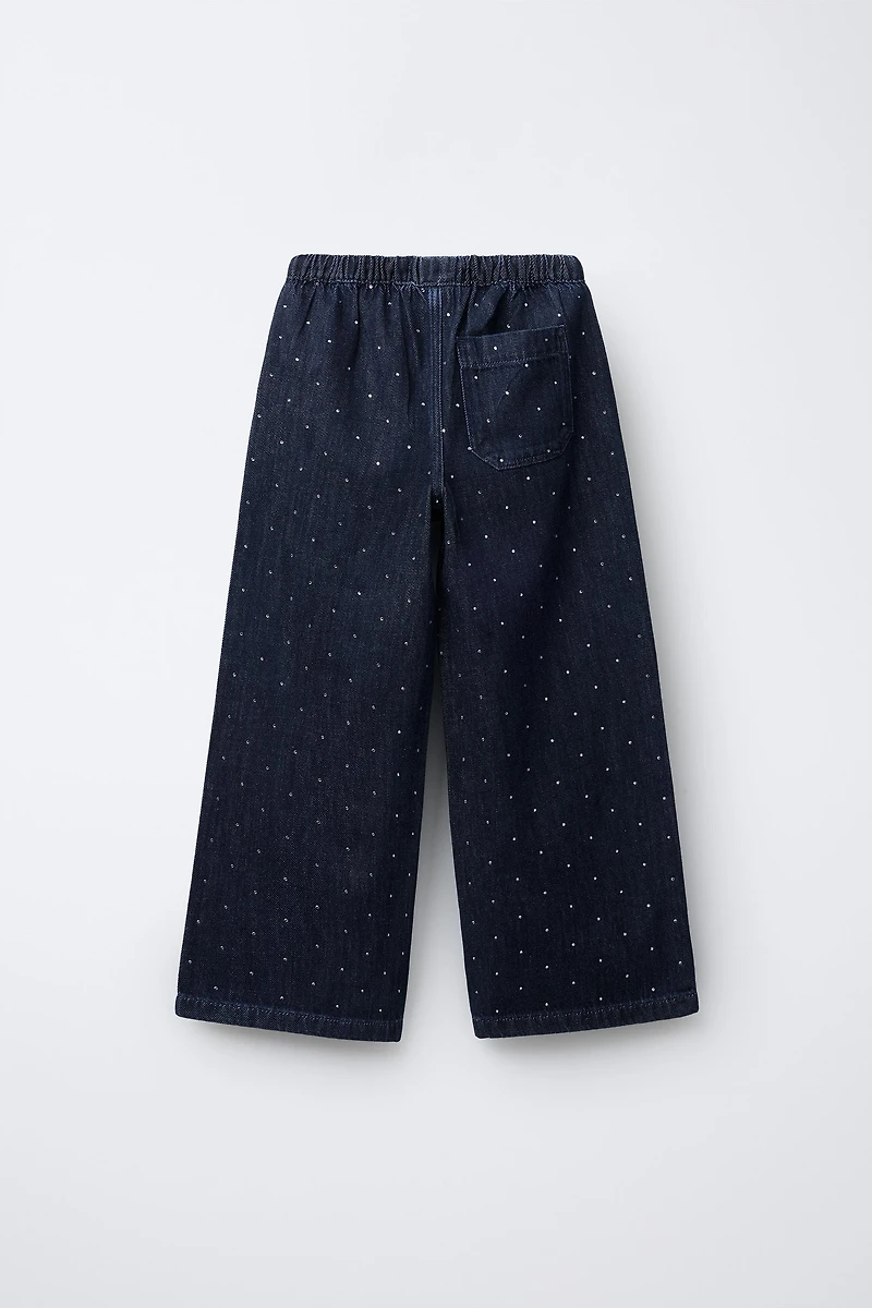RHINESTONE WIDE LEG JEANS