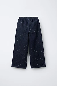 RHINESTONE WIDE LEG JEANS